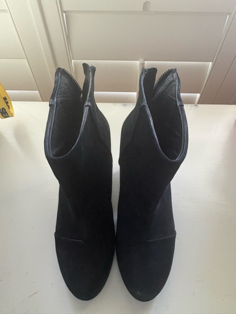 Vince Camuto Black Suede Ankle Booties with Back Zip